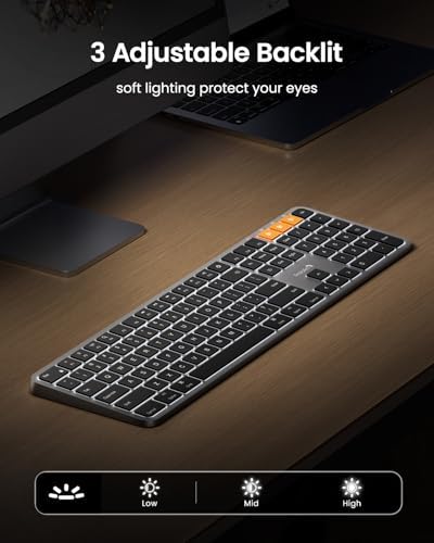 ProtoArc EM01 NL Wireless Trackball Mouse and K100-A Backlit Bluetooth Keyboard for Mac