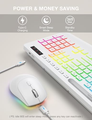 SABLUTE Wireless Keyboard and Mouse Combo - 9 Backlit Effects, RGB, 2.4Ghz