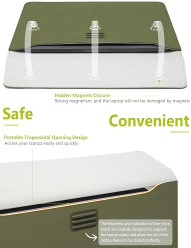HYZUO 13.3-14 Inch Laptop Case Sleeve with Adjustable Stand, Olive Green