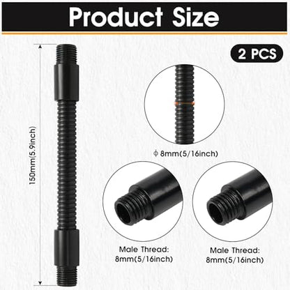 2PCS 5.9" Gooseneck Tubing Flexible 5/16" Male thread Alloy Steel Metal Arm Universal Bendable Extension Hose for DIY Lamps Microphone Stands Inspection Cameras