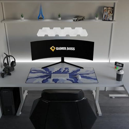 Gamer Boss - Gaming Mouse Pad - 48 x 24 Inches - 4mm Thick with Stitched Edges, Non-Slip Rubber Base, Premium Cloth Mousepad, Desk Mat for Laptop, Keyboard, Computer & PC (Mega, Smoke)