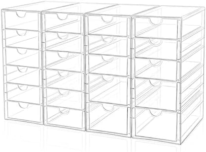 DOMNIU Acrylic Makeup Drawer Storage Organizer with 22 Drawers, 4 Set