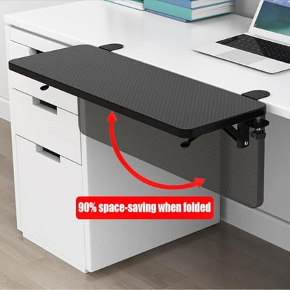 90° Foldable Desk Extender Armrest Shelf, Extended Desktop and Space Saver, Clamp-On Keyboard Drawer Tray, with Steel Bracket, Computer Elbow Arm Support(24x55cm(9.4x21.6in))