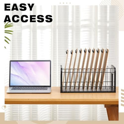 1 Pcs Vertical Clipboard Holder, 12Slot Clipboard Storage Rack, Black