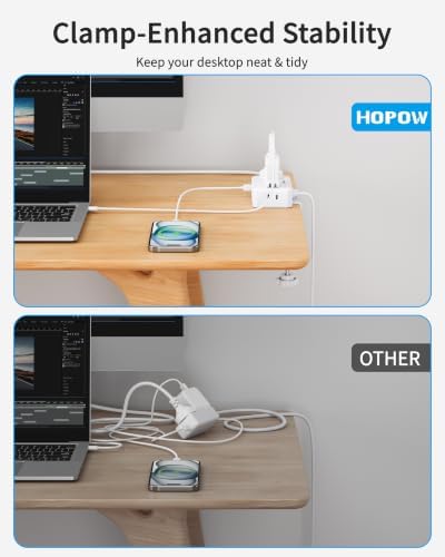 Desk Clamp Power Strip with 4 Outlets & 4USB, 6FT Extension Cord for Home