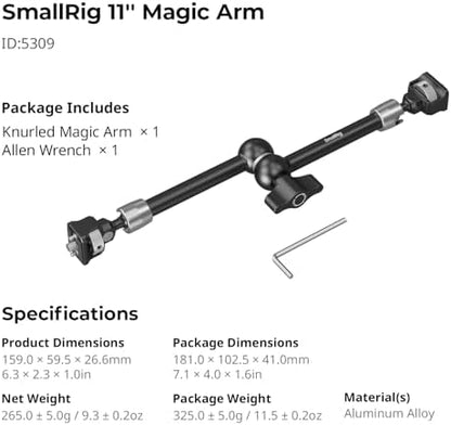 SMALLRIG 11'' Magic Arm with 1/4"-20 Screws & Spring-Loaded Pins
