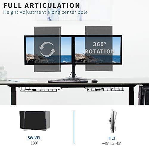 VIVO Dual 13 to 30 inch Monitor Free-Standing Mount, Fully Adjustable Desk Stand, Holds 2 Flat or Curved Display Screens, STAND-V102F