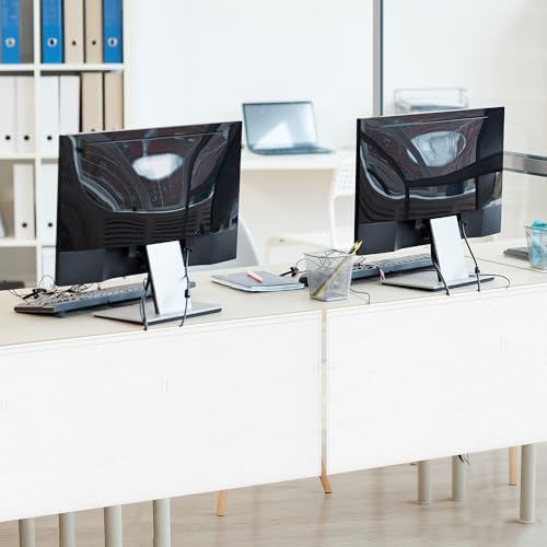 48" Under Desk Privacy Panel White Self-Adhesive Modesty Panel with Wire Pocket for Cable Management Organizer Heavy Duty Desk Skirt - Office Home or Standing Workstation Concealer Shield