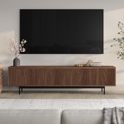 Henn&Hart 79" TV Stand for TVs up to 85", Medium Walnut