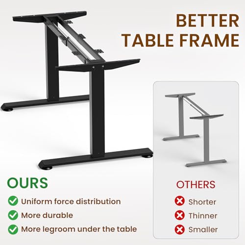 63"x28" Wider Large Standing Desk, Electric Height Adjustable, Brown