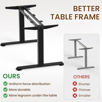 63"x28" Wider Large Standing Desk, Electric Height Adjustable, Brown