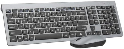 Ergonomic Ultra Slim Wireless Keyboard and Mouse Combo,2.4G Full Size,Gray