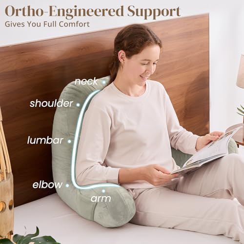 Sasttie Reading Pillow for Bed, Back Pillow for Sitting Up, Linen