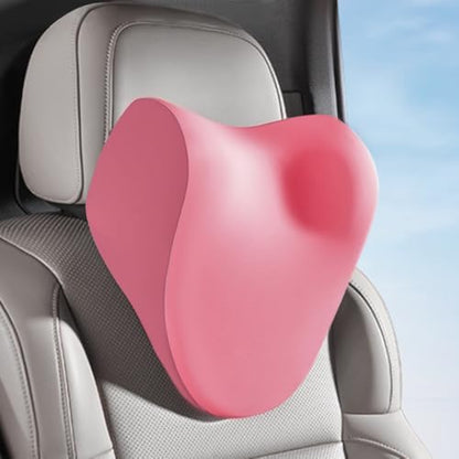 Car Headrest Pillow for Driving，Pink Neck Support for Car 100% Memory Foam