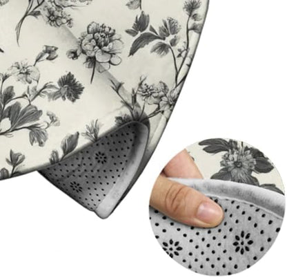 Fashion Round Area Rug Large Non Slip Carpet, Flower Bird Floral Unisex Home Decor Mat