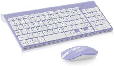 cimetech Wireless Keyboard and Mouse Combo - Purple White