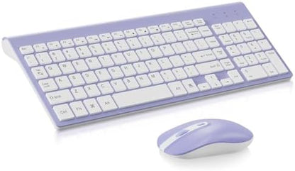cimetech Wireless Keyboard and Mouse Combo - Purple White
