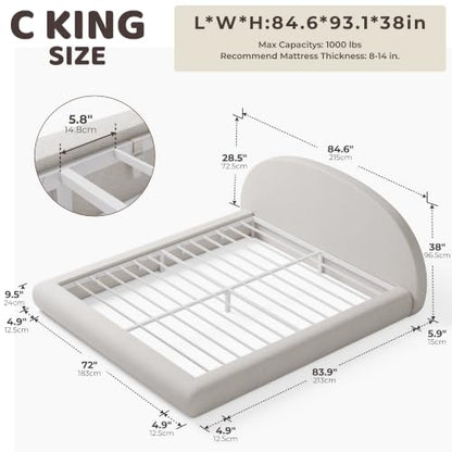 AirFrame Half-Moon Upholstered California King Platform Bed Frame