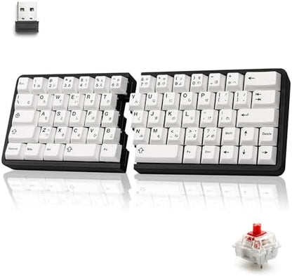 YIVU Split Mechanical Keyboard, 60% Wireless Ergonomic Design, 2.4G, Hot-Swappable Red Switches, QMK/Vial Programmable, Black