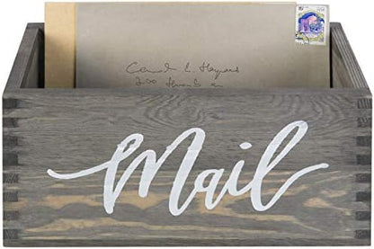 MyGift Vintage Gray Wood Mail Holder, Desktop Letter Organizer Bin
