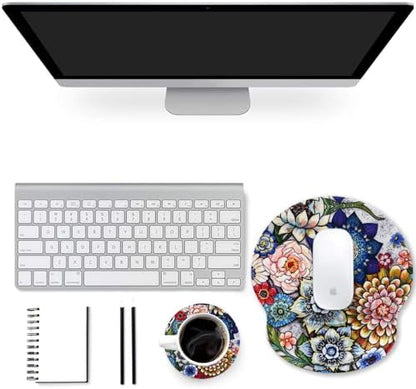ToLuLu Mouse Pad Wrist Rest Support Gel, Ergonomic Mouse Pads with Non Slip PU Base, Mouse Wrist Rest Pad for Laptop Computer Home Office Working Gaming Pain Relief, Beautiful Flo