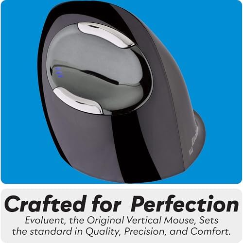 Evoluent – Inventor of The Vertical Mouse – VMDSW Ergonomic Vertical Mouse Right Hand Small USB Wireless, Sculpted for Comfort, Reduces Wrist Strain, 4 Speeds, 6 Customizable Buttons in Windows