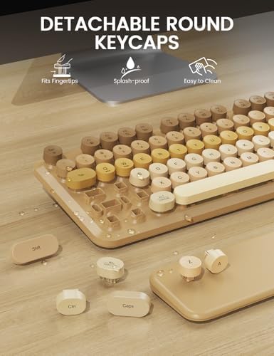 Wireless Keyboard and Mouse Combo, Cute Typewriter, Magnetic Wrist Rest
