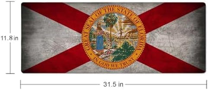 Florida Flag Gaming Mouse Pad Large,Florida Flag Mouse Pad Gaming Mouse Mat Desk Pad,31.5 x 11.8 Desk Mat Mouse Pads for Desk,Extended Keyboard Mousepad with Non-Slip Base and Stitched Edge