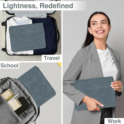 Allinside 13-14 Inch Laptop Sleeve Case for MacBook Pro 14" 2021-2026/MacBook Air 13" 2010-2017/MacBook Pro 13" 2010-2015, Waterproof Matte PU Leather Sleeve Cover with Stand & Accessory Pouch, Blue