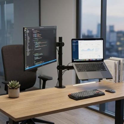 2-in-1 VESA Monitor and Laptop Desk Mount Stand Adjustable Arm