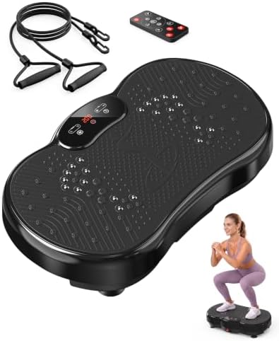 HTM Vibration Plate Exercise Machine, 9 Modes & 120 Speeds, Body Shake Plate with Resistance Bands Slot & Remote Control, Shake Board for Weight Loss Fat Burner Home Fitness Workout