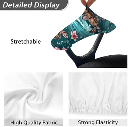 Flower Sea Turtle Print Office Chair Armrest Slipcovers, 2 Pack Office Chair Arm Covers Stretchable, Skin Friendly Office Chair Slipcovers Covers, Home Decorations