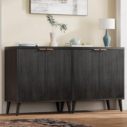 Fluted Buffet Cabinet with Storage, Modern Sideboard Cabinet