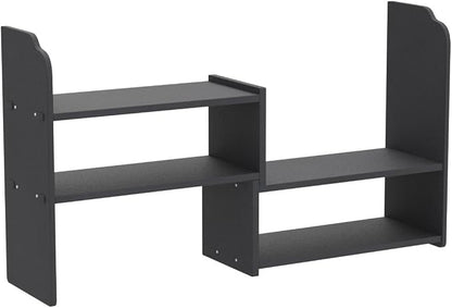 YGYQZ Adjustable Desktop Shelf Organizer, 3-Tier Expandable Desk Shelf, Black