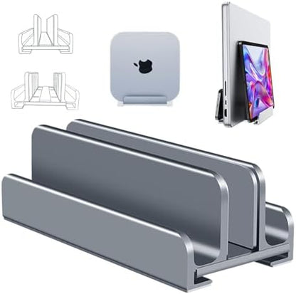 Aluminum Vertical Laptop Stand Holder for Desk Compatible with MacBook Pro, MacBook Air, Dell, HP, Lenovo, Up to 17.3 inches, Blue-Gray