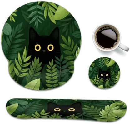 Keyboard Wrist Rest and Mouse Pad Set with Matching Coaster
