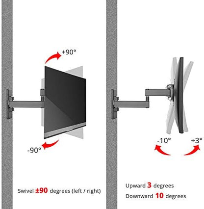 SIIG TV Monitor Wall Mount for Most 13" to 27" LCD Plasma Flat Screen Monitors up to 33lbs - VESA 75x75mm / 100x100mm - Full Motion Articulating Adjustable Extension Arm
