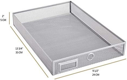 Annova Desk Organizer Wire Mesh 3 Tier Sliding Drawers Paper Sorter/Multifunctional/Premium Solid Construction for Letters, Documents, Mail, Files, Paper, Kids' Art Supplies (Silver)