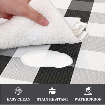 MAYHMYO Cushioned Kitchen Mats for Floor,Anti Fatigue Buffalo Plaid Mat 2PC