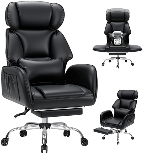 HOFFREE Criss Cross Office Chair with Flip-Up Arms,PU Leather,Black