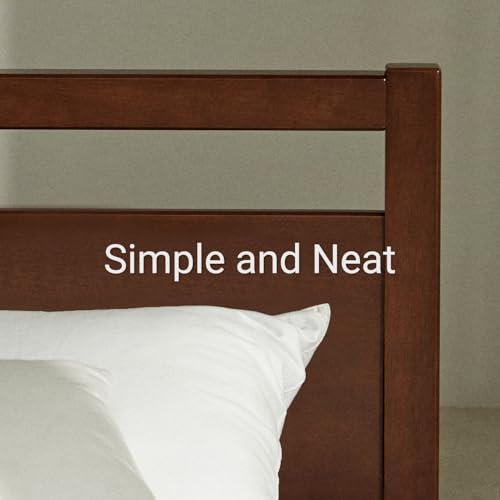 Signature Wood Platform Bed Frame with Headboard, Essential, Noise Free, Under Bed Storage, No Box Spring Needed, Easy Assembly (Cherry, Twin)