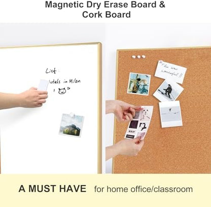 ARCOBIS Cork Board White Board Combo for Wall