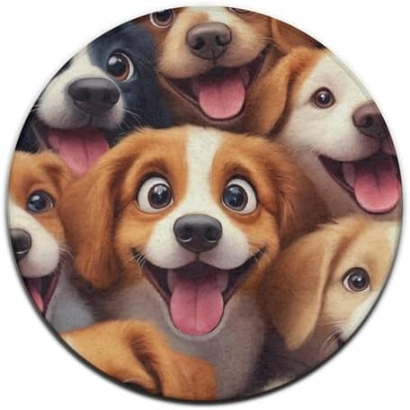 Fashion Round Area Rug Large Non Slip Carpet Unisex Home Decor Mat Cartoon Selfie Dog