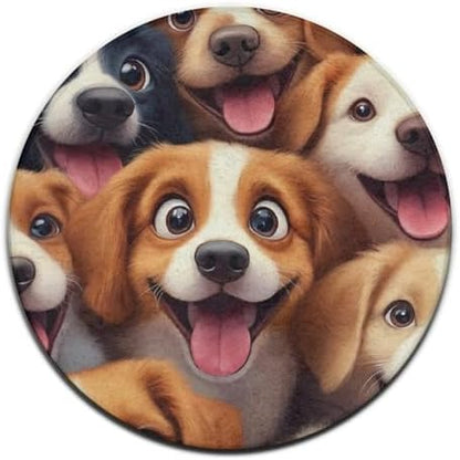 Fashion Round Area Rug Large Non Slip Carpet Unisex Home Decor Mat Cartoon Selfie Dog