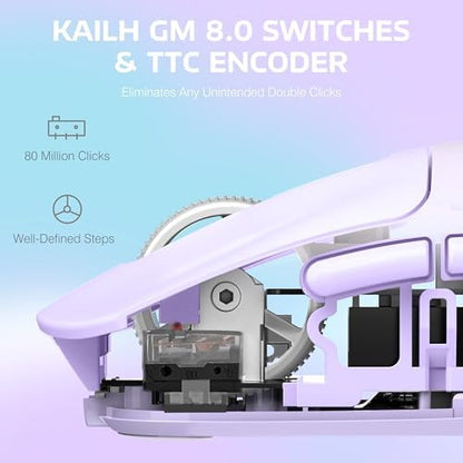 ATTACK SHARK X3 Lightweight Wireless Gaming Mouse with Tri-Mode 2.4G/USB-C Wired/Bluetooth,Up to 26K DPI, PAW3395 Optical Sensor,Kailh GM8.0 Switch,5 programmable Buttons for PC/Win/Mac(Purple)