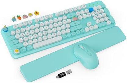 Wireless Keyboard and Mouse Combo, Typewriter Keyboard, Magnetic Wrist Rest