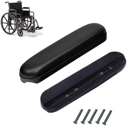 Full Length Padded Armrest Black 9-1/8" Long Wheelchair and Transport Chair arm Cushions, Black (1 Pair) Compatible with All Brands