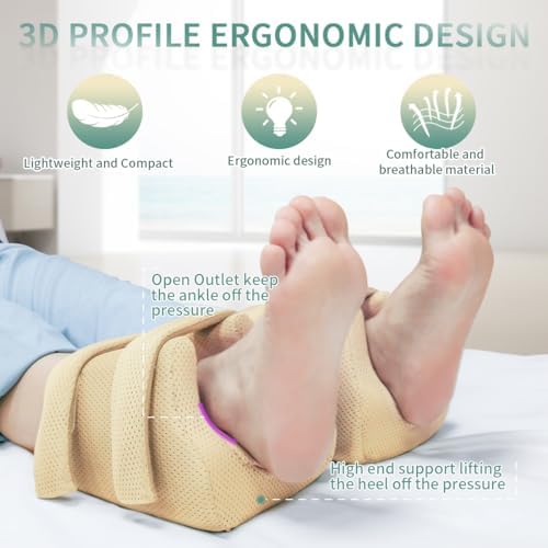 EZ Assistive Heel Protector Cushion Foot Pillow Remove Pressure 1pc, A Heel Protection Foot Wedge Pillow to Relief Pressure from Sores and Ulcers
