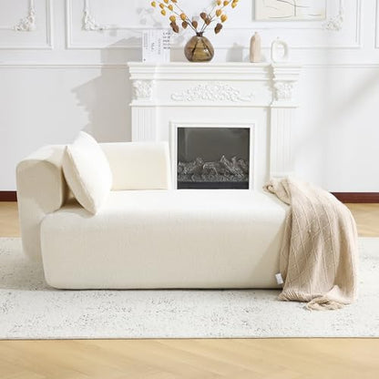 Upholstered Chaise Lounge Indoor, Boucle Comfy Fluffy Lounge Sofa