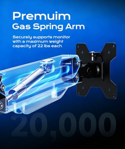 Pholiten Triple Monitor Mount with 3 Gas Spring Arms for Up to 32" Screens